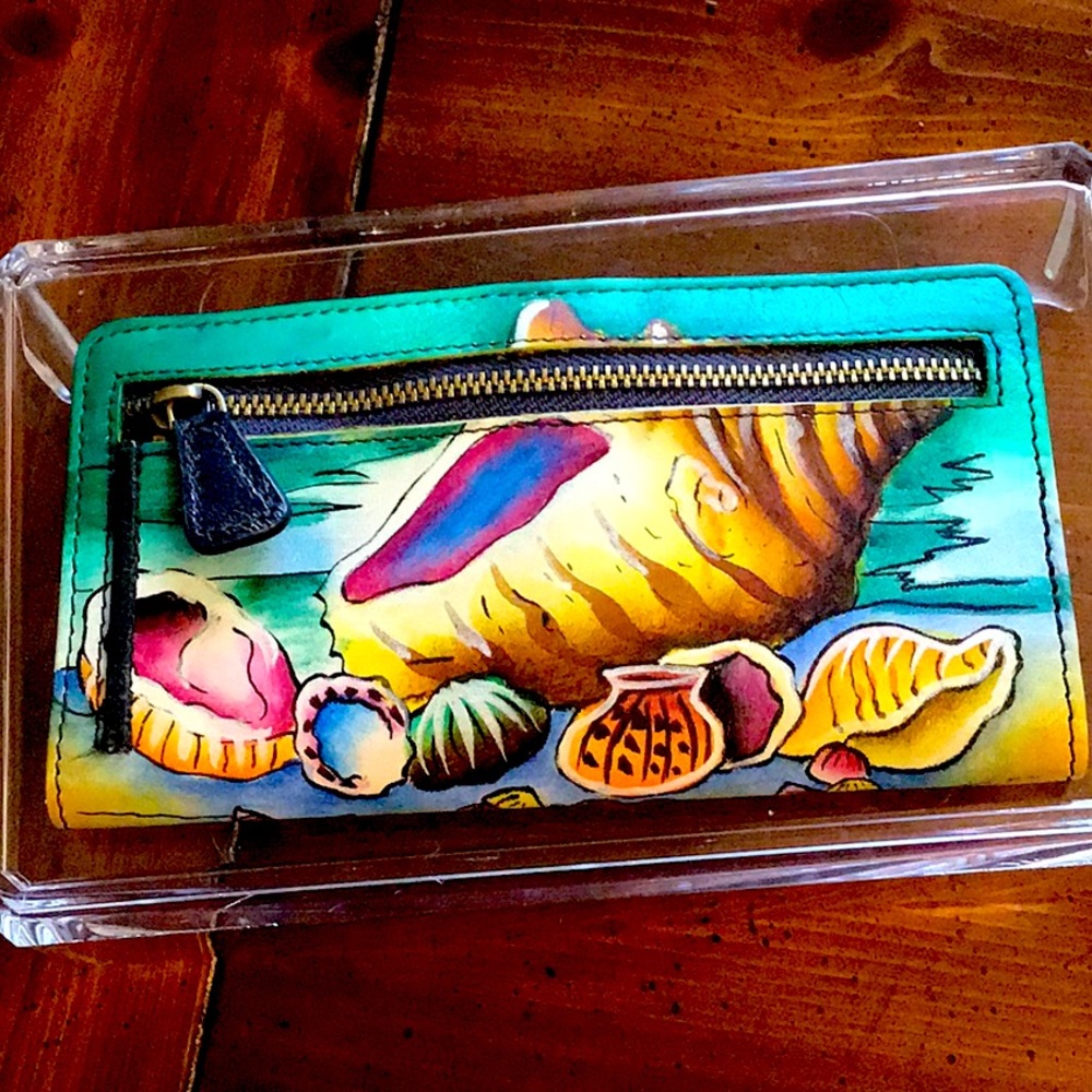 Painted leather wallet